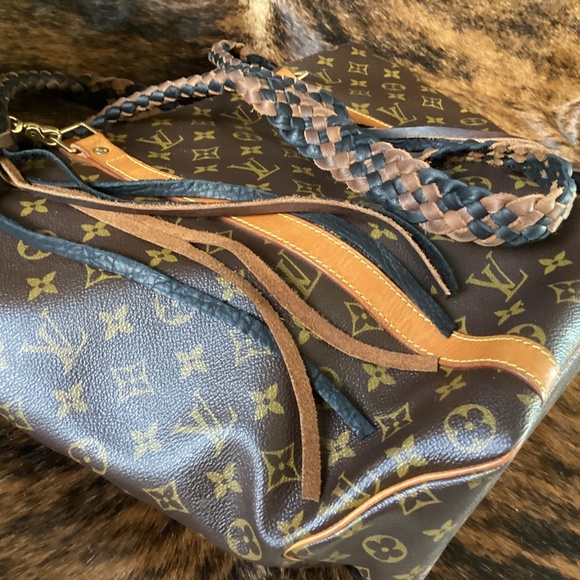 Vintage Louis Vuitton Revamped Shopping SacTote Handbag Turquoise Braided Straps - Picture 13 of 16